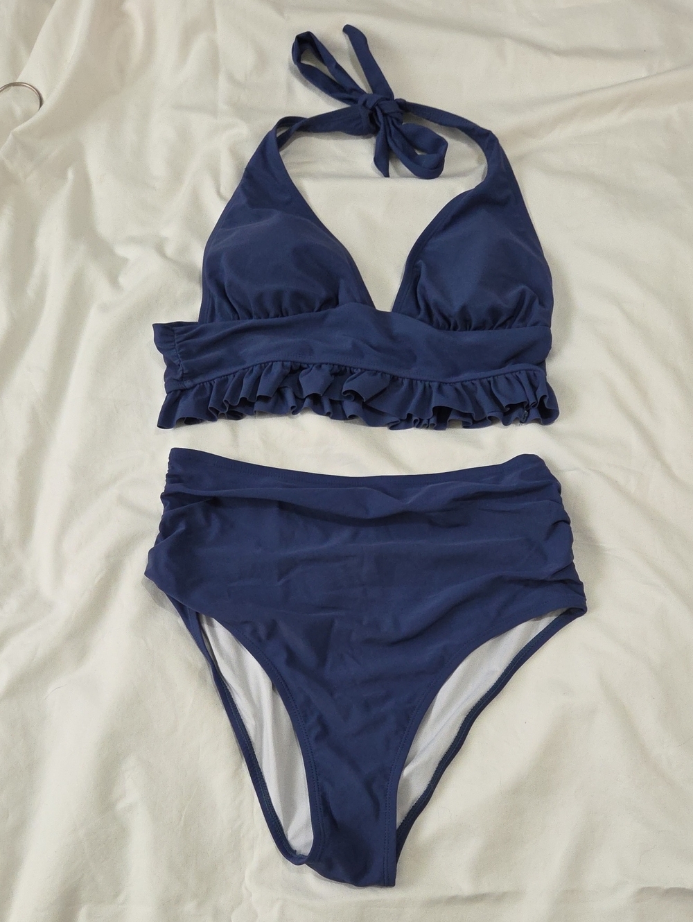 Blue Halter High Waist Bikini Set